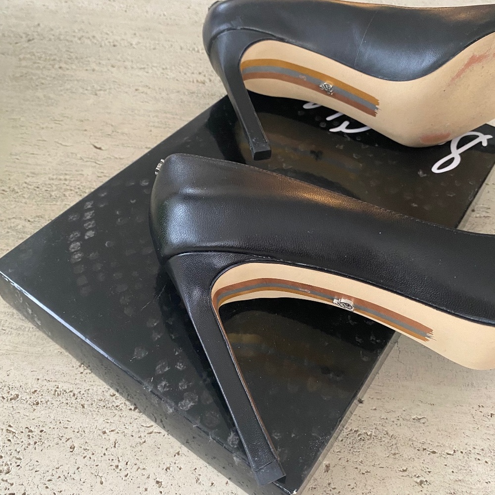 Sam Edelman Beth Black Leather 3.75" Heels 8M Only worn once - Picture 4 of 7